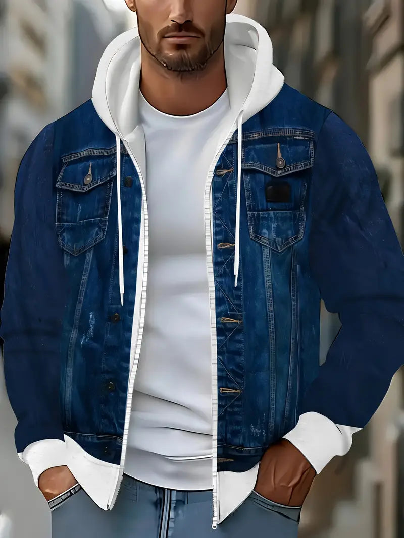 Men's Casual Hooded Zip Up Sweatshirt