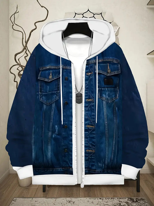 Men's Casual Hooded Zip Up Sweatshirt